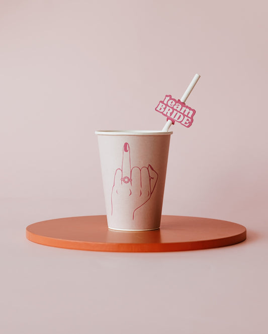 Pink Team Bride Straw Labels & Straws