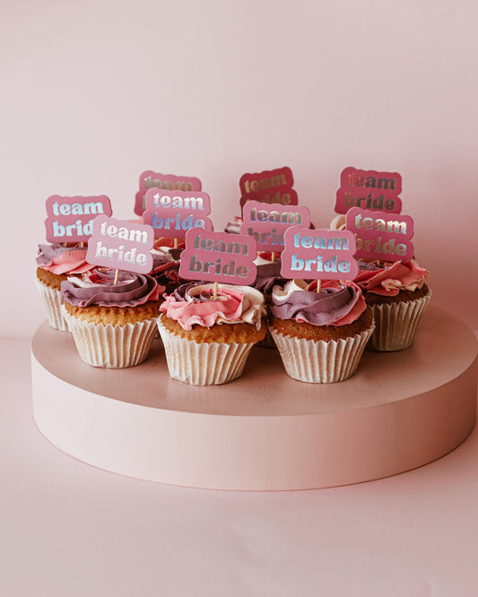 Pink ‘Team Bride’ Cupcake Toppers