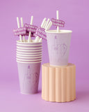Purple 'Bride's Babes' Straw Labels & Straws