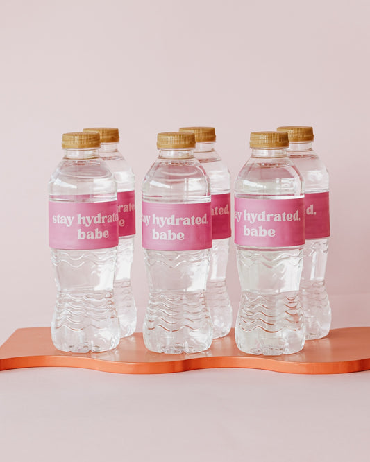 ‘Stay Hydrated, Babe’ Pink Water Wrap Labels