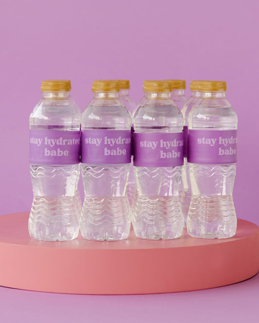 ‘Stay Hydrated, Babe’ Purple Water Wrap Labels