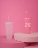 Pink 'Team Bride' Plastic Glitter Tumbler