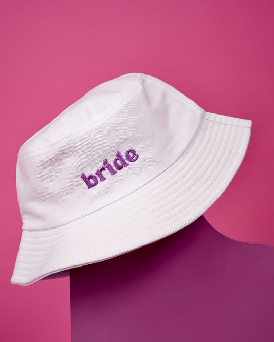 'Bride' Bucket Hat - Purple Embroidery
