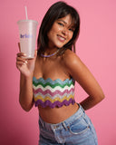 'Bride' Plastic Glitter Tumbler - White and Purple