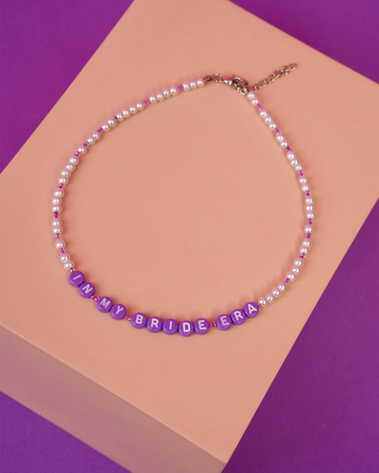 'In My Bride Era' Purple and Pearls Necklace