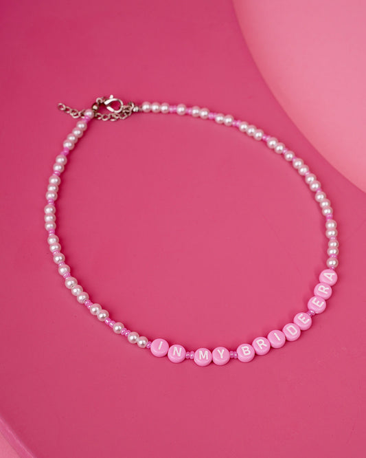 'In My Bride Era' Pink and Pearls Necklace