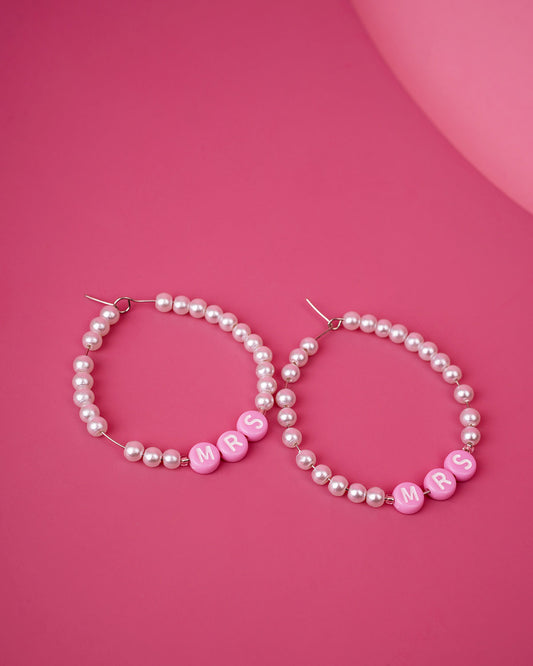 ‘Mrs.’ Pink and Pearls Earrings