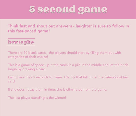 5 Second Card Game